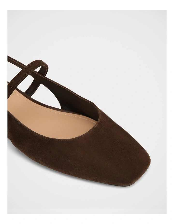 Dallas Suede Leather Flat Slingbacks in Espresso image 3