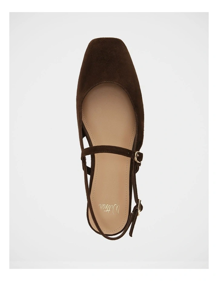 Dallas Suede Leather Flat Slingbacks in Espresso image 5