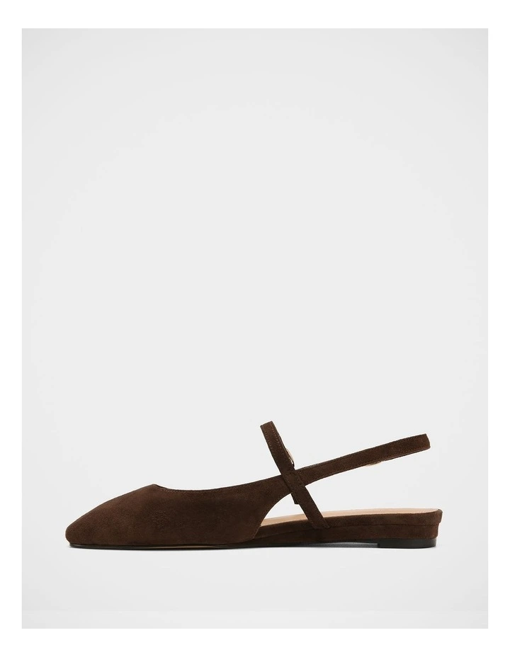 Dallas Suede Leather Flat Slingbacks in Espresso image 6