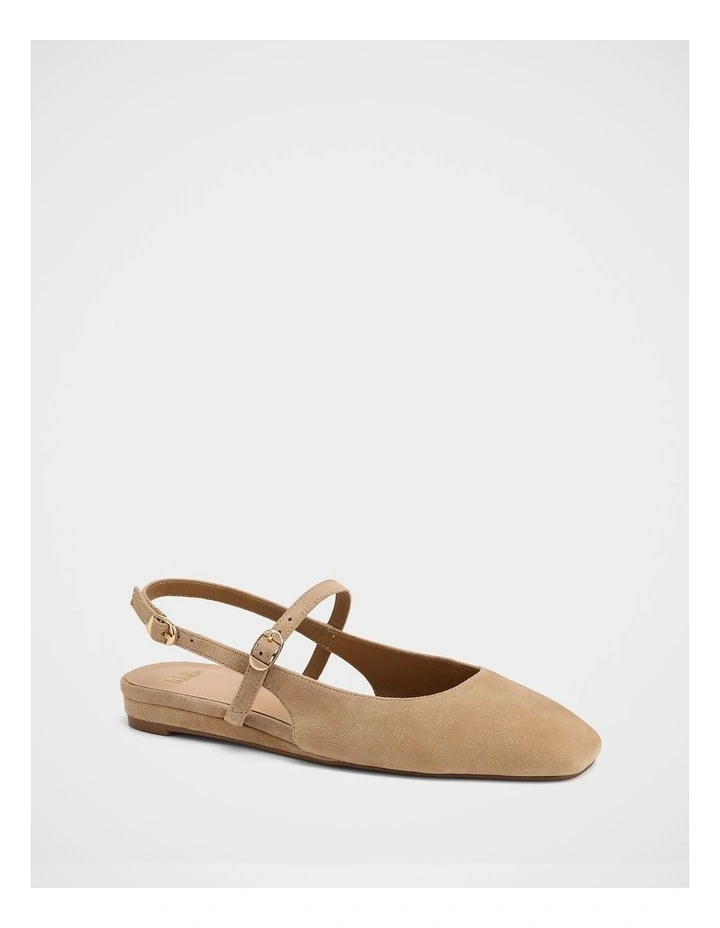 Dallas Suede Leather Slingbacks in Fawn image 2