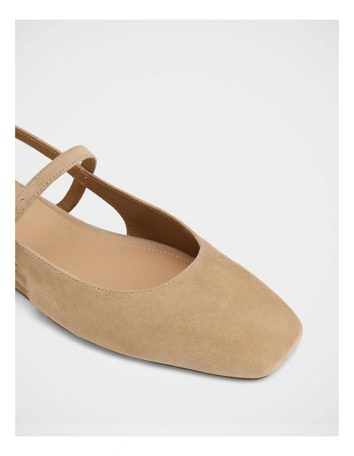 Dallas Suede Leather Slingbacks in Fawn image 3