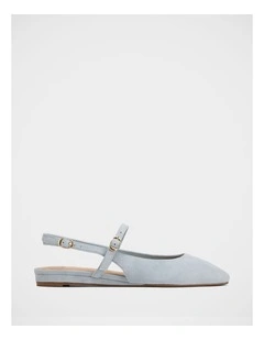 Dallas Suede Leather Slingbacks in Soft Blue