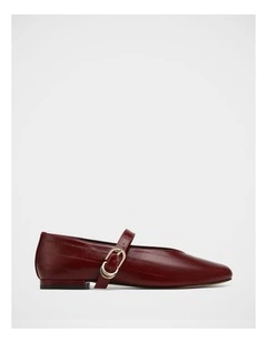 Dakota Eel Print Leather Mary Jane in Wine
