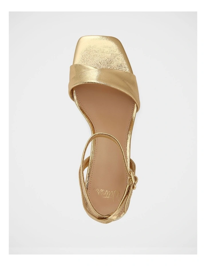 Martina Metallic Leather Flared Heels in Gold image 5