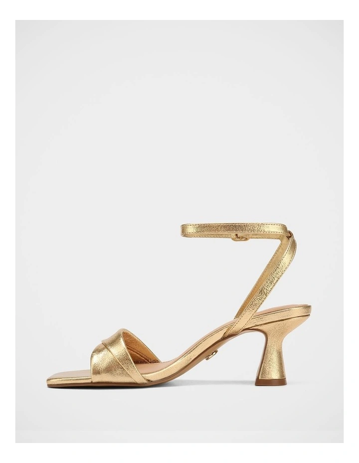 Martina Metallic Leather Flared Heels in Gold image 6