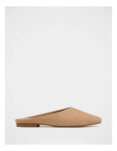 Clover Nubuck Leather Mules in Oyster