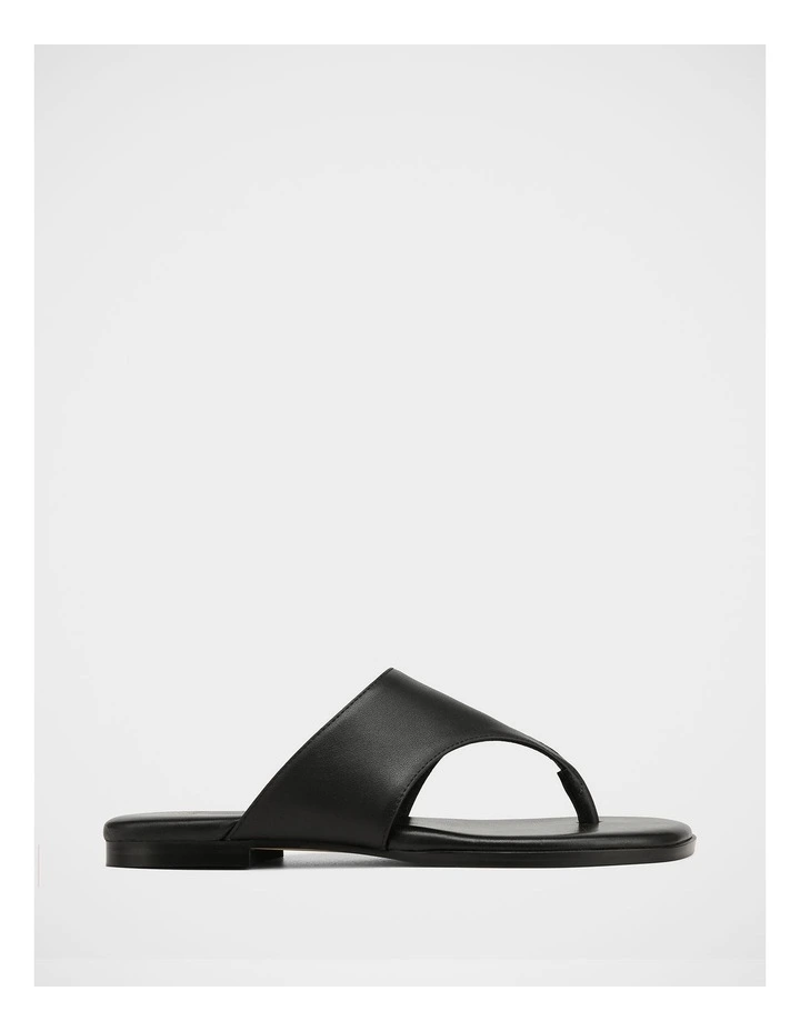 Blossom Leather Flat Sandals in Black image 1