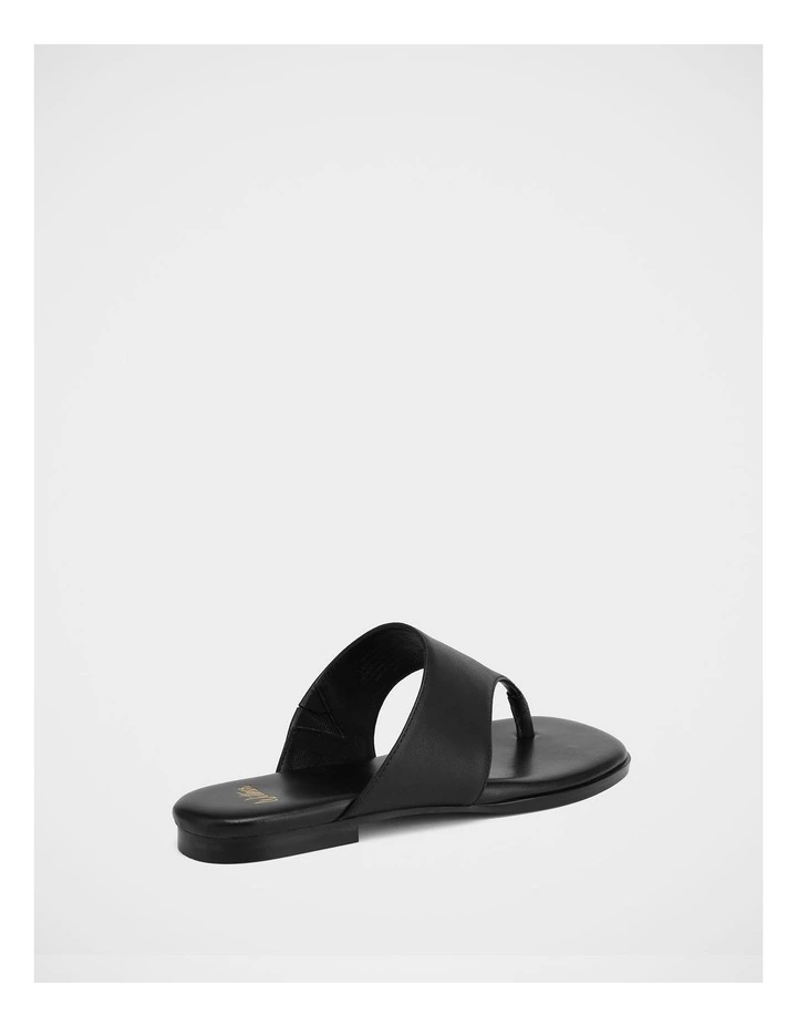 Blossom Leather Flat Sandals in Black image 4
