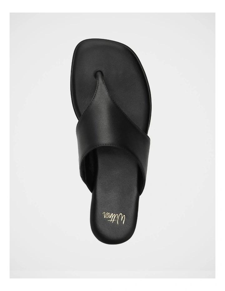 Blossom Leather Flat Sandals in Black image 5
