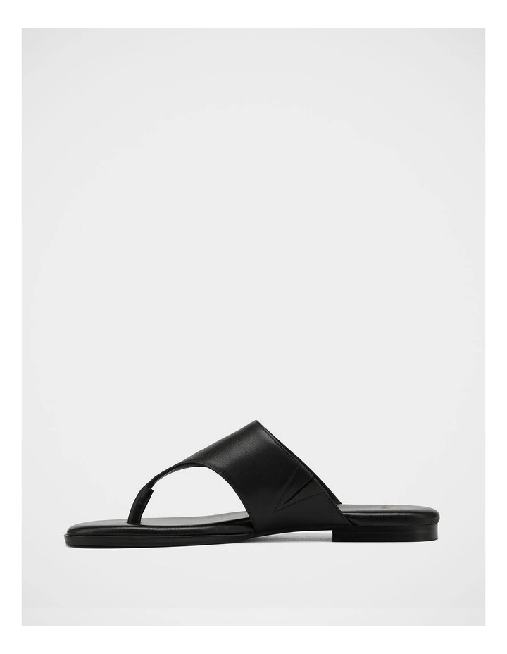 Blossom Leather Flat Sandals in Black image 6
