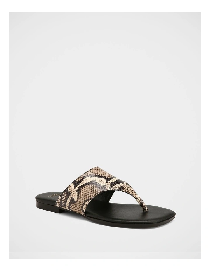 Blossom Leather Flat Sandals in Snake Print image 2
