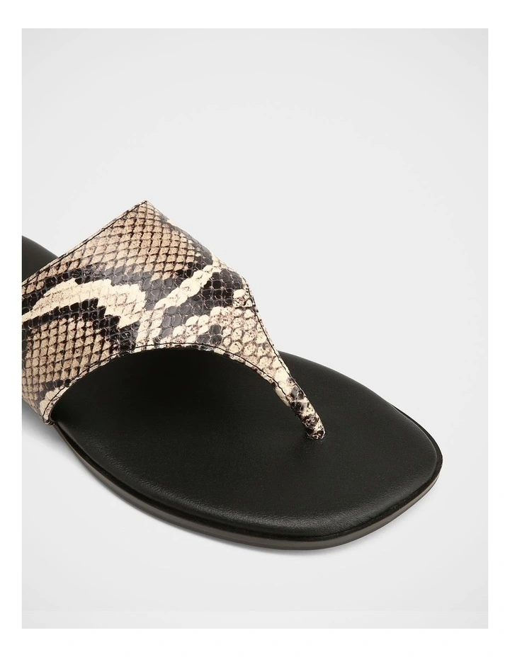 Blossom Leather Flat Sandals in Snake Print image 3