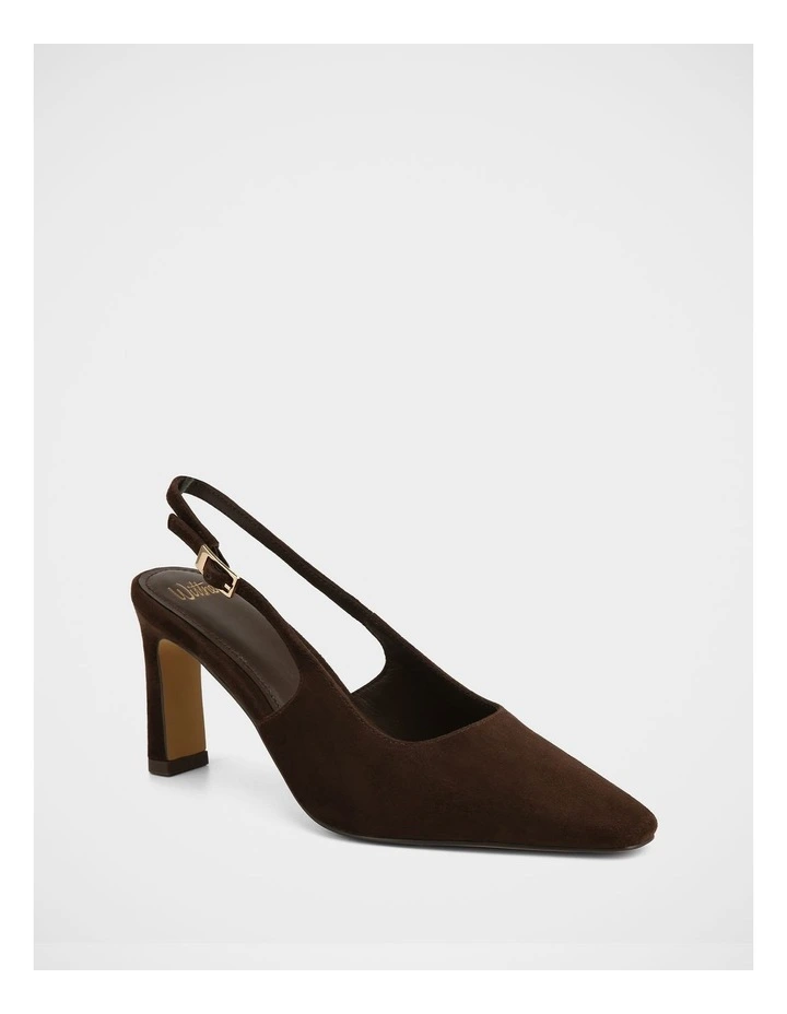 Tahli Suede Leather High Slingbacks in Dark Brown image 2