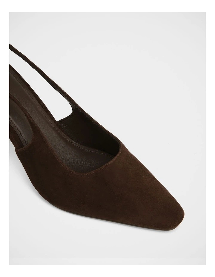 Tahli Suede Leather High Slingbacks in Dark Brown image 3