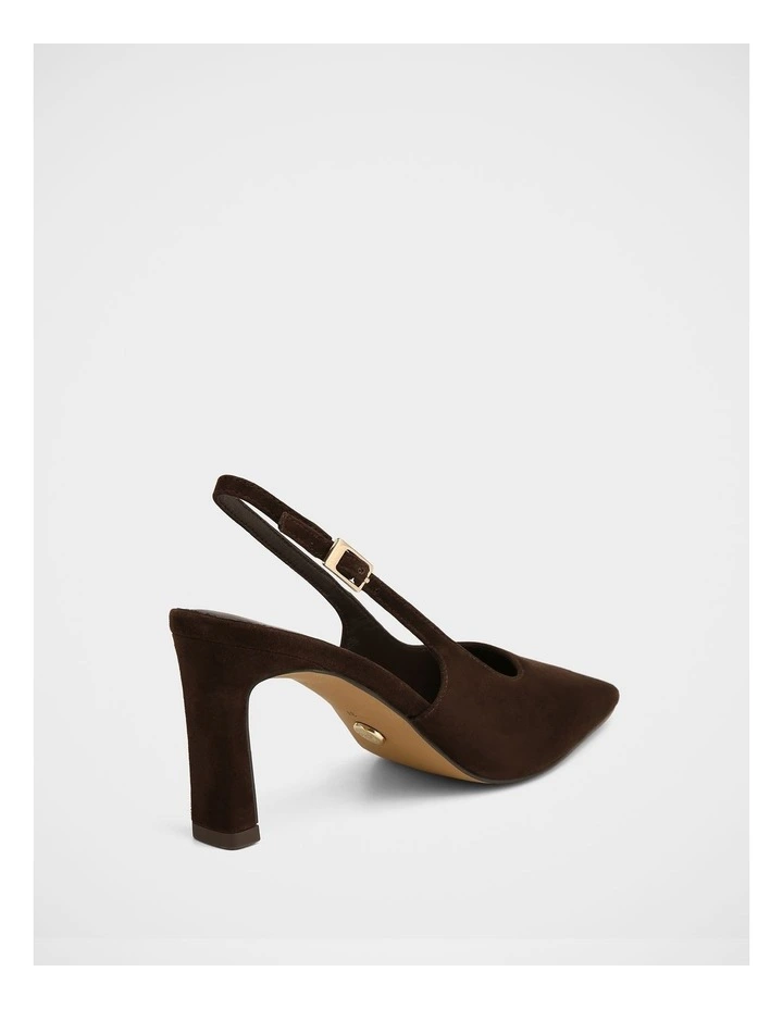 Tahli Suede Leather High Slingbacks in Dark Brown image 4