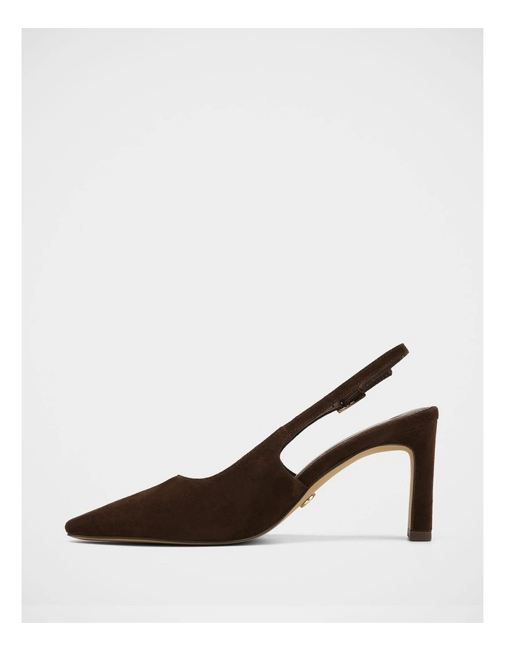 Tahli Suede Leather High Slingbacks in Dark Brown image 6