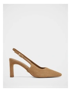 Tahli Suede Leather High Slingbacks in Sand