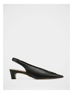 Goldie Leather Slingbacks in Black