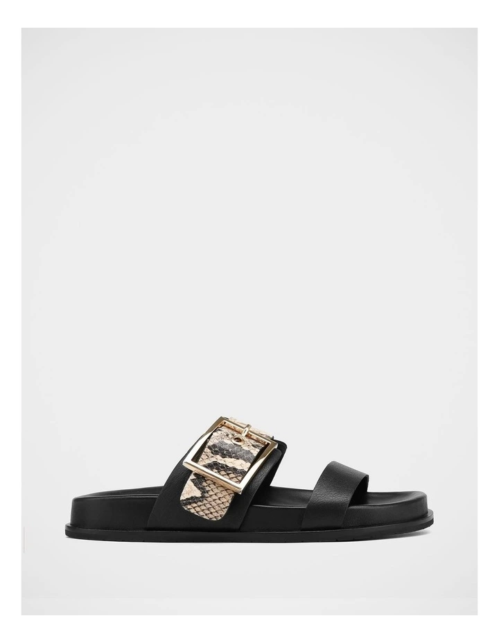 Elsa Leather Sandals in Black Snake Print image 1