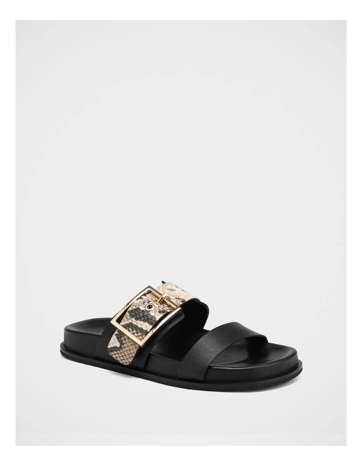 Elsa Leather Sandals in Black Snake Print image 2