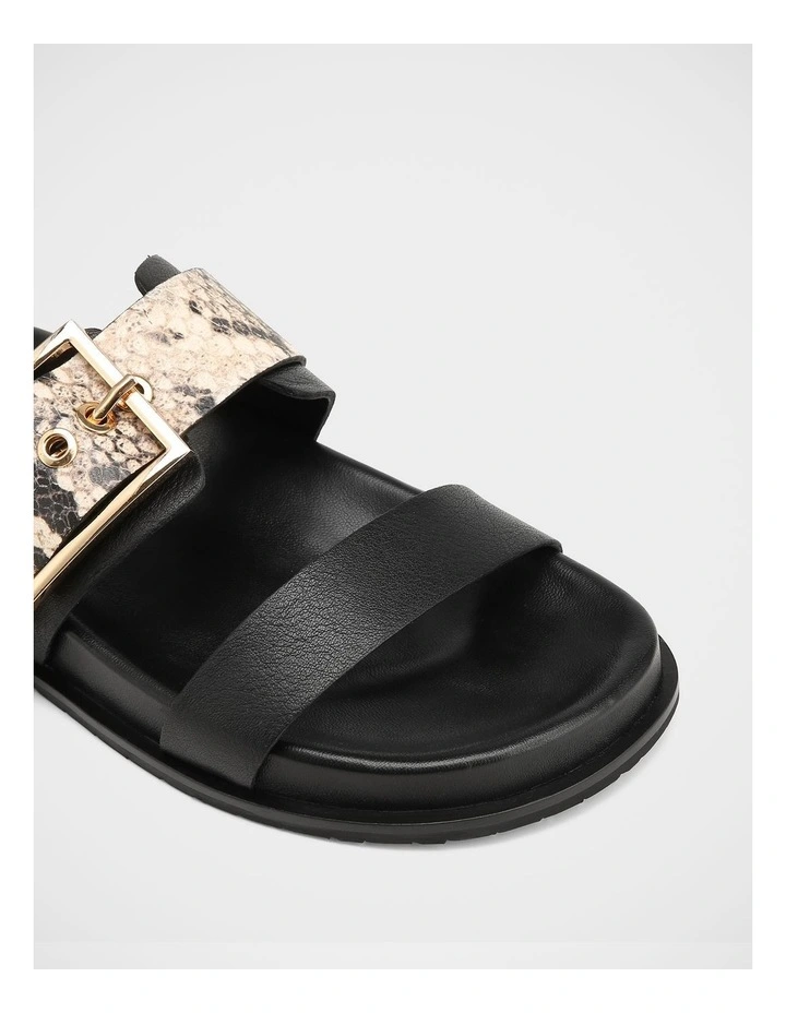 Elsa Leather Sandals in Black Snake Print image 3