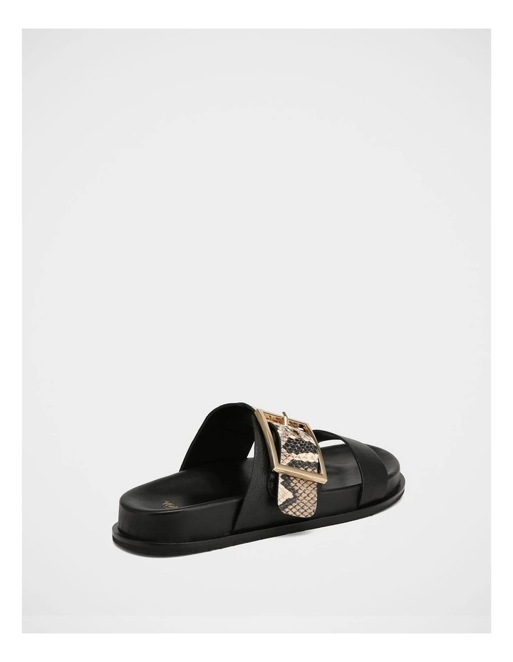 Elsa Leather Sandals in Black Snake Print image 4