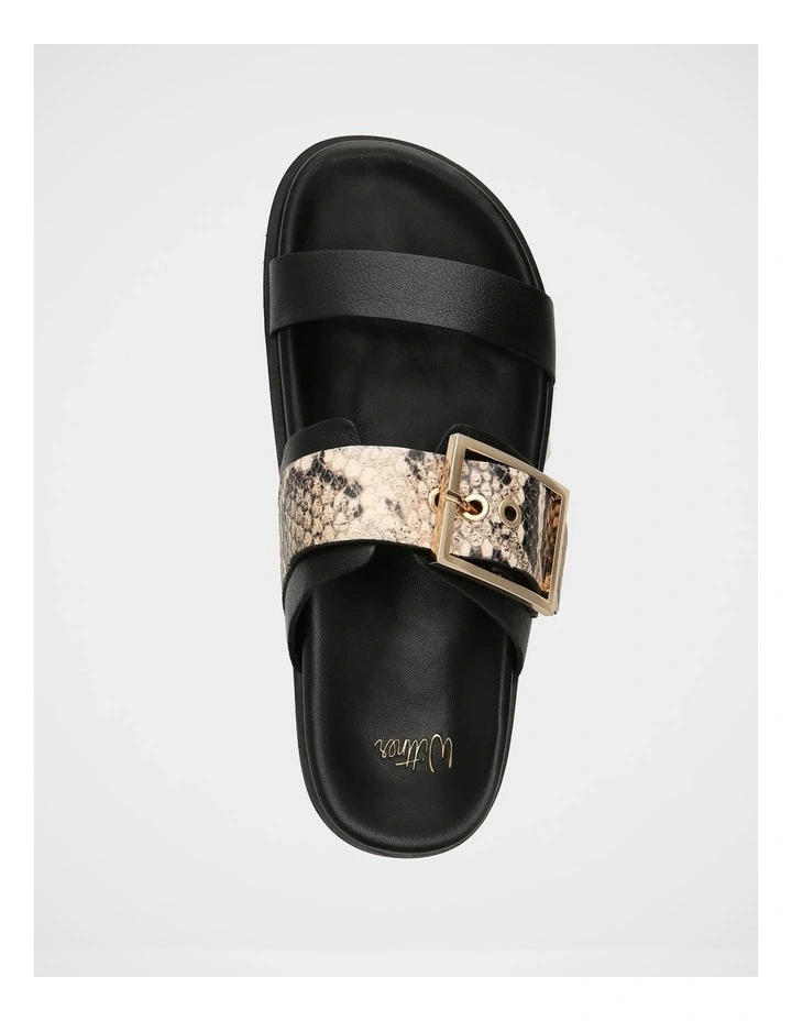 Elsa Leather Sandals in Black Snake Print image 5