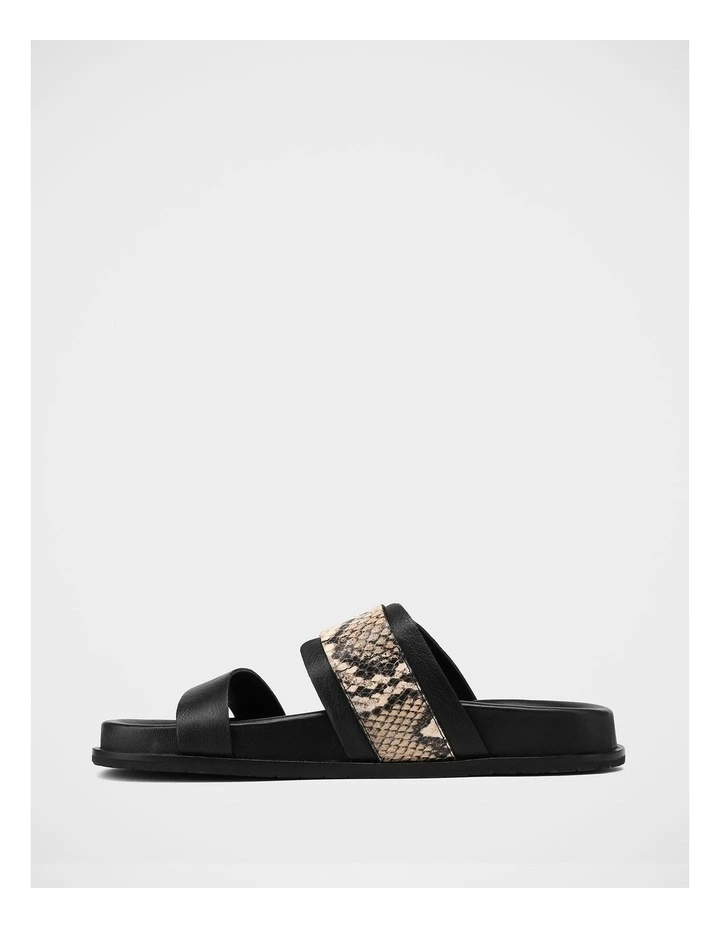 Elsa Leather Sandals in Black Snake Print image 6