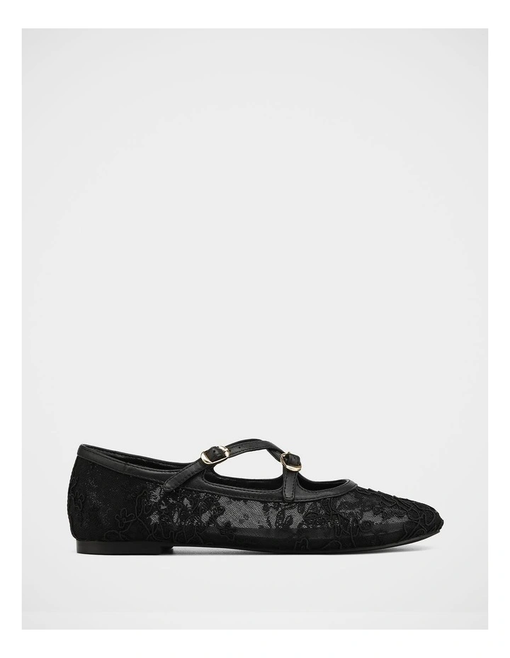 Dotty Mesh Lace Textile Ballet Flats in Black image 1
