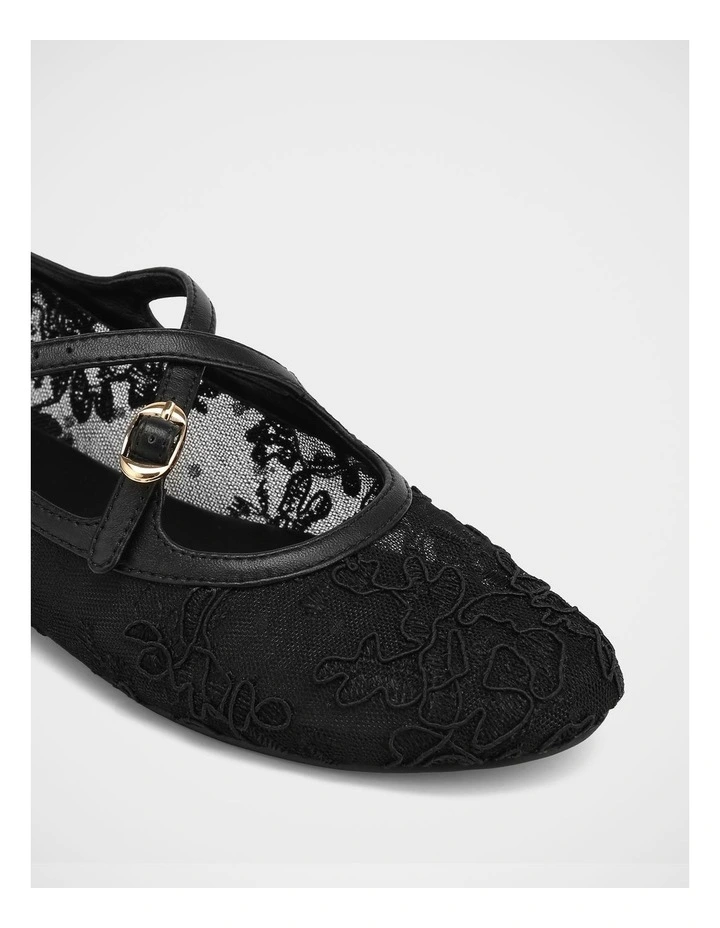 Dotty Mesh Lace Textile Ballet Flats in Black image 3
