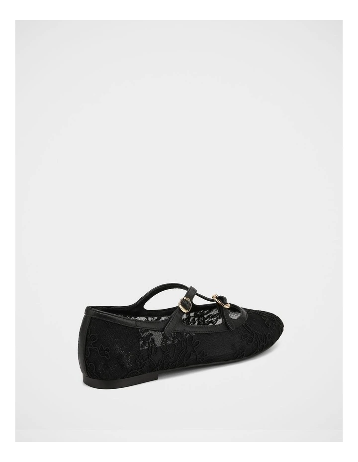 Dotty Mesh Lace Textile Ballet Flats in Black image 4