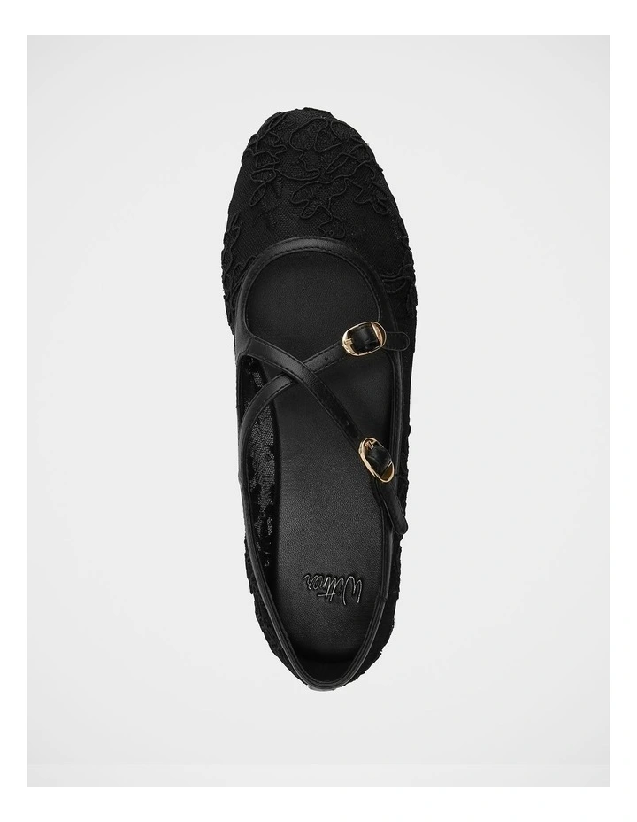 Dotty Mesh Lace Textile Ballet Flats in Black image 5