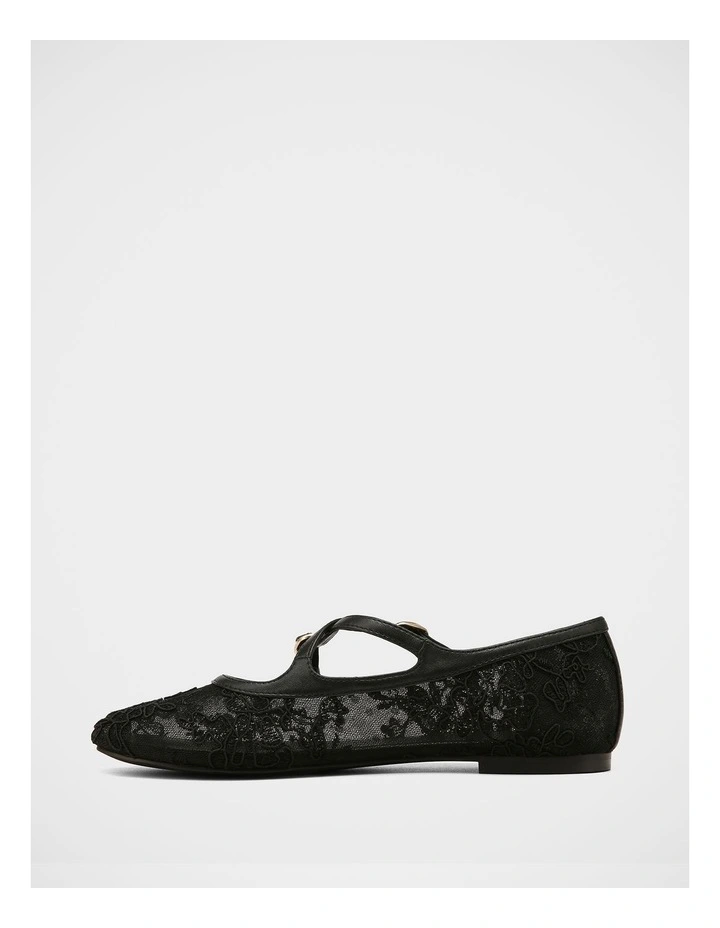 Dotty Mesh Lace Textile Ballet Flats in Black image 6