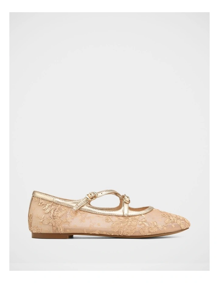 Dotty Mesh Lace Textile Ballet Flats in Champagne image 1