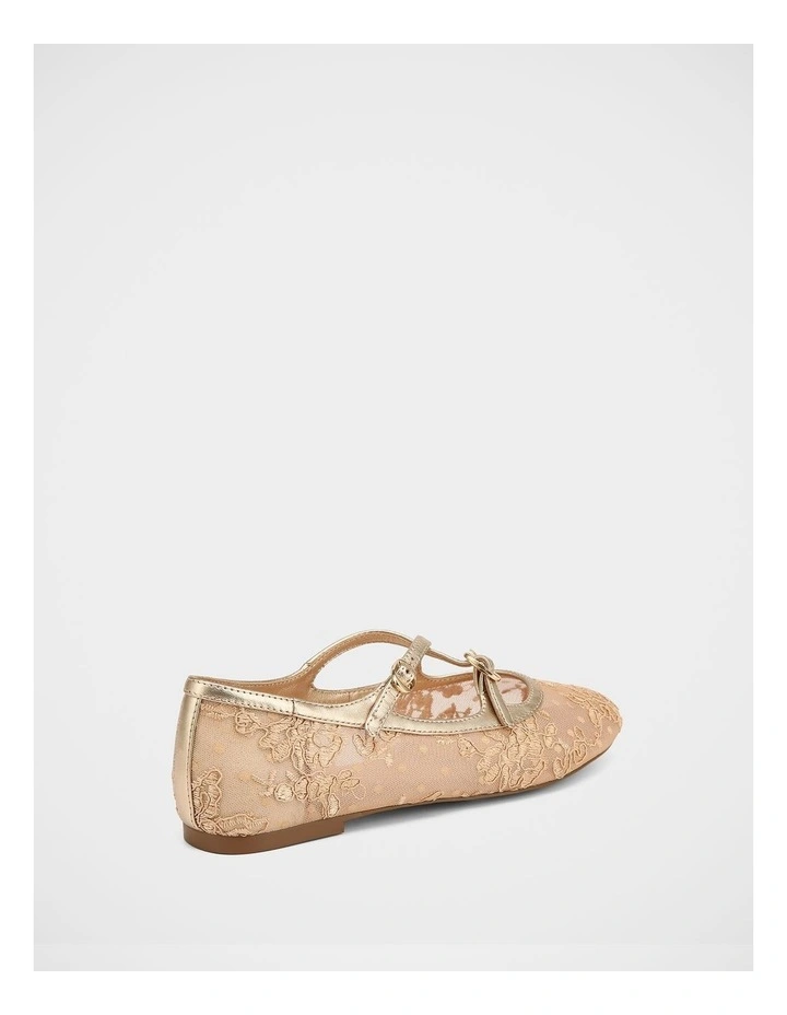 Dotty Mesh Lace Textile Ballet Flats in Champagne image 4