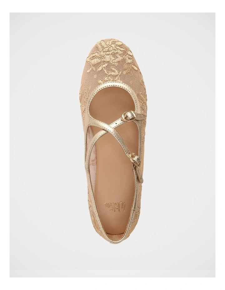 Dotty Mesh Lace Textile Ballet Flats in Champagne image 5
