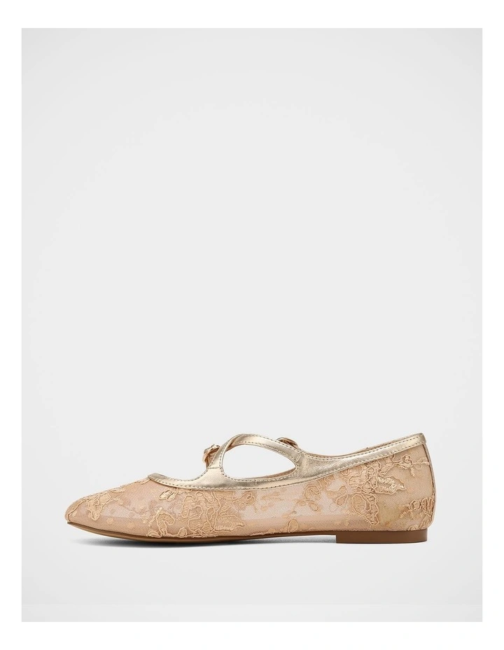 Dotty Mesh Lace Textile Ballet Flats in Champagne image 6