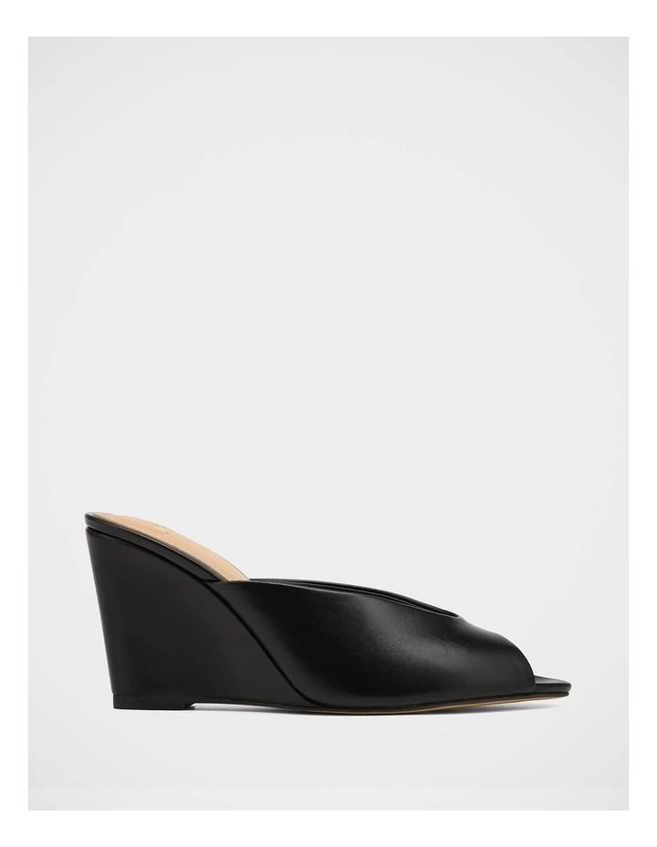Rio Leather Wedges in Black image 1