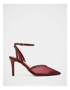 Raylee Mesh Textile High Heels In Raisin
