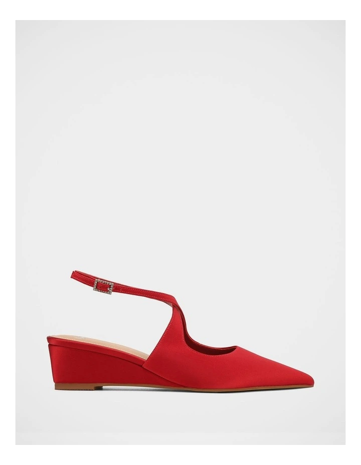 Jude Satin Textile Wedges in Red image 1