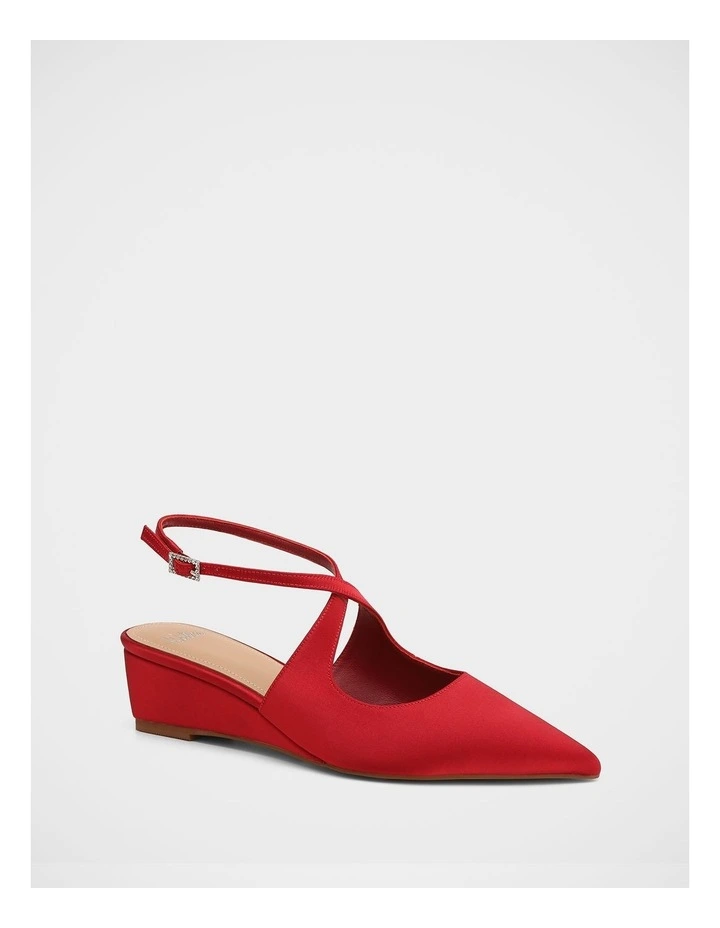 Jude Satin Textile Wedges in Red image 2