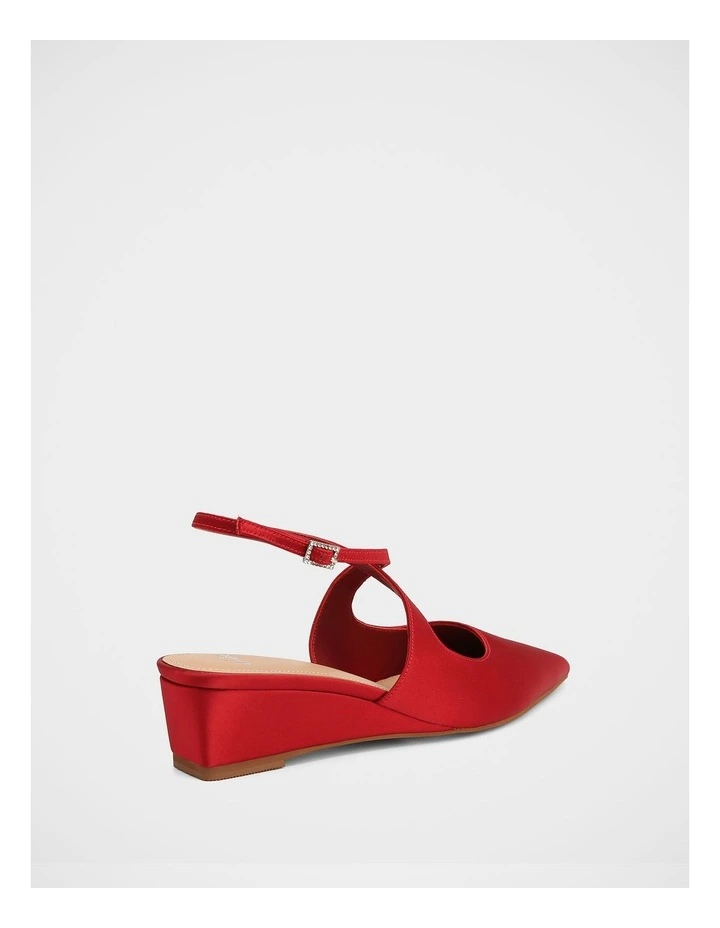 Jude Satin Textile Wedges in Red image 4