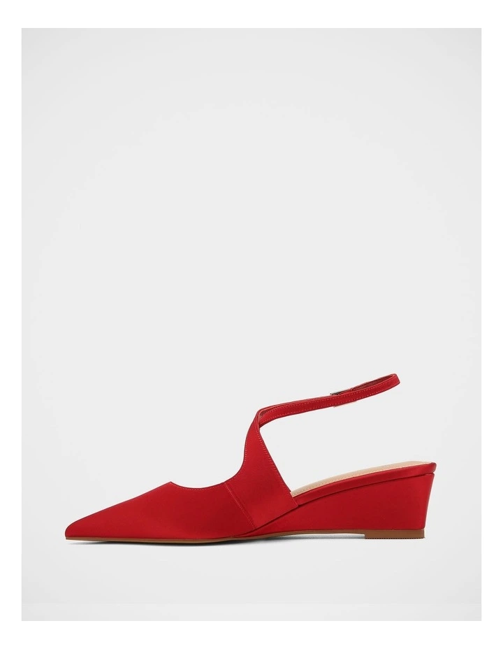 Jude Satin Textile Wedges in Red image 6