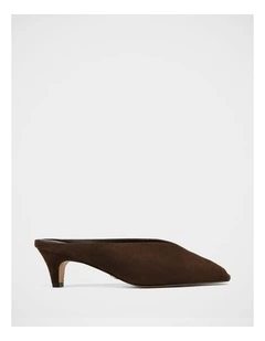 Eden Suede Leather Mules in Espresso
