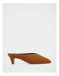 Eden Suede Leather Mules in Burnt Almond