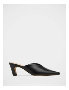 Gilly Leather Mules in Black