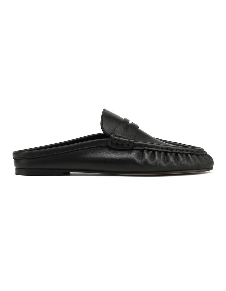 Bronn Leather Backless Loafers in Black image 1