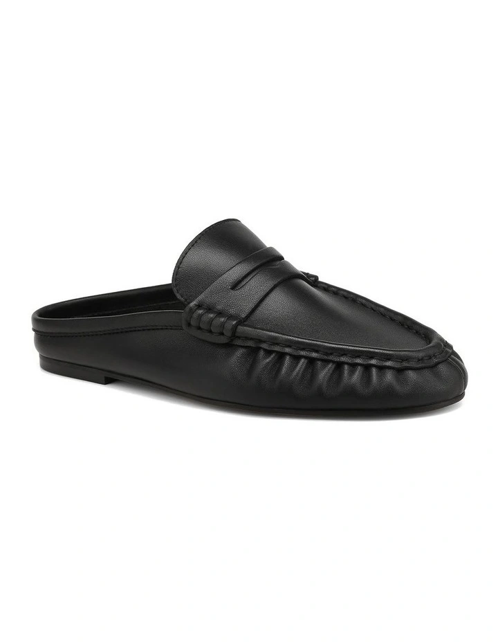 Bronn Leather Backless Loafers in Black image 2