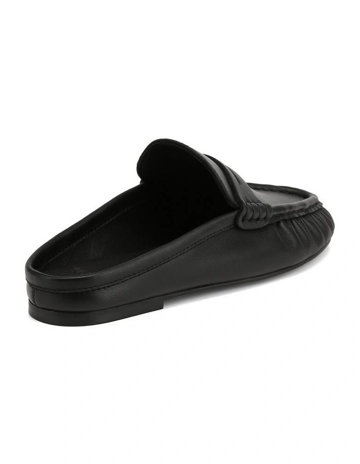Bronn Leather Backless Loafers in Black image 4