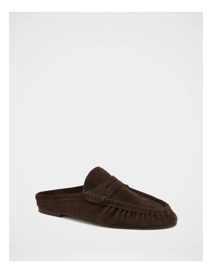 Bronn Suede Leather Backless Loafers in Espresso image 2